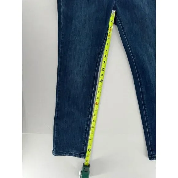 Soft Surroundings Size PM Denim Pull On Relaxed Straight Jeans Dark Slimming - Picture 10 of 15